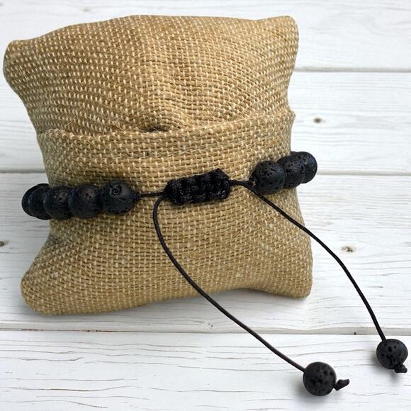 Lava Stone & 7 Chakra Healing Stones Adjustable Bracelet New - Picture 3 of 6